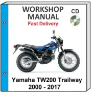 YAMAHA TW200 TRALWAY 2000 - 2017 SERVICE REPAIR SHOP MANUAL CD