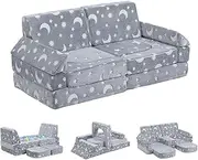 ALIMORDEN Modular Toddler Couch, Glow-in-The-Dark Flip Out Kids Couch, Star