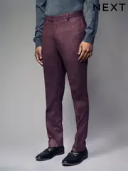 Pink Slim Fit Wool Blend Donegal Suit Trousers (N54940) | $107