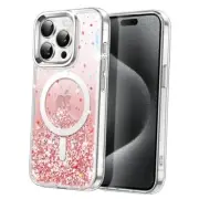 Glitter Case for iPhone 15 Pro 6.1-Inch Compatible with MagSafe, Clear Pink