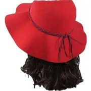 Red Wool Floppy Hat Wide Brim New