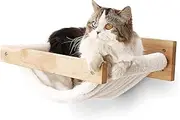 FUKUMARU Cat Hammock Wall Mounted Large Cats Shelf - Modern Beds and Perches - Premium Kitty Furniture for Sleeping, Playing, Climbing, and Lounging - Easily Holds up to 40 lbs, White Flannel…