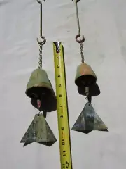 Paolo Soleri SMALL BELL DUO 2 Complimentary Bronze Wind Bells & Hanging Rods NEW