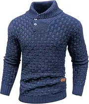 [Zaitun] Men's Turtleneck Jumper Shawl Collar Pullover Sweaters Warm Long Sleeve Ribbed Fit Knitted Tops S-5XL
