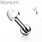 Implant Grade titanium Internally Threaded Heart Top Labret Stud Ear Cartilage