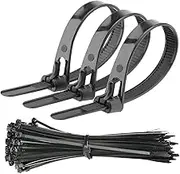 36Pack Releasable Cable Zip Ties Reusable Zip Tie Adjustable Cord Ties Heavy Duty Nylon Wire Tie Wraps For for Home, Garden, Office, Garage(8 inch,Black)