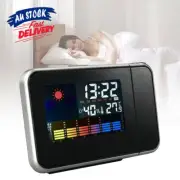 Digital Projector Time Clock Thermometer Weather LED LCD Color Alarm Snooze