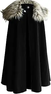 [Gsywaipei] Mens Vintage Fur Punk Coat Winter Male Wool Long Cape Cloak Retro Cloaks Coats Fleece Jacket