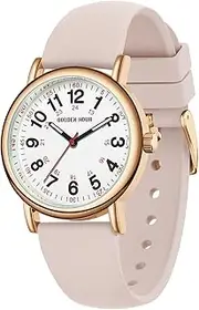 [GOLDEN HOUR] Waterproof Nurse Watch for Medical Professionals, Students Women Men - Military Time Luminouse Easy Read Dial, 24 Hour with Second Hand, Colorful Silicone Band
