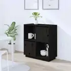 vidaXL Sideboard Black 74x35x80 cm Solid Wood Pine OLL