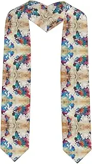 [WURTON] Abstract World Map Print Unisex Adult Graduation Stole Class Of 2024 Polyester Shawl Stole With Trim Honor