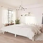 Bed Furniture Bed Frame Without Mattress White Solid Wood 183x203 cm King
