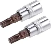 uxcell 2pcs 1/4" Drive x T30 Torx Bit Socket, S2 Steel Bits CR-V Sockets 38mm Length Use with Ratchet Wrench, Slide Bar, Extension Rod