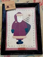 Pearson's Simply Primitives Christmas Santa w Sack Tree Star Folk Art Framed NWT