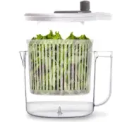 Salad Spinner-2.6 Qt, Small Manual Lettuce Spinner with Built-in Draining System