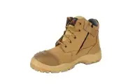 work boots zip sider nubuck wheat leather steel cap safety shoes cougar lace up