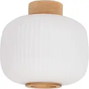 Beacon Lighting Mele 1 Light DIY Squat Batten Fix in Ash Wood with Frosted Glass Shade