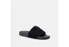 COACH SIGNATURE SHEARLING MEN'S POOL SLIDE COLOR BLACK SIZE 9D NIB