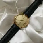 LONGINES VINTAGE 浪琴 古董錶 古董 古董表 日期 草寫 QUARTZ 斜交織紋路 面盤 金色 美品