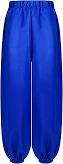 [Yhong] Belly Dance Harem Pants for Kids Girls Elastic Dancewear Satin Arabic Wide Bloomer Tribal Trousers