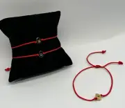 Pack of 3 Red Small Hamsa Cord Bracelet Adjustable Stainless Steel