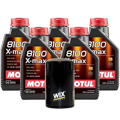 5L Motul 8100 X-MAX 0W40 Wix Filter Motor Oil Change Kit API SN (for: Porsche)