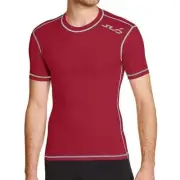 Sub Sports Dual Compression Baselayer Mens Top Red Short Sleeve Running T-Shirt