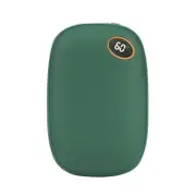 2-in-1 Hand Warmer Power Bank with Digital Display, Quick Heating, and 3 Temperature Settings - Portable Winter Gadget,Green