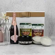 Gourmet Sparkling Gift Hamper For Aussie - Curated wines, chic glassware, and premium Australian roasted nuts for Birthdays, Anniversary's, Mothers Day, Fathers Day, Christmas (Sparkling Rose Wine)