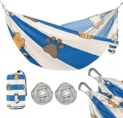 Blue White Striped Cat Paw 330lb Capacity Camping Hammock with Hanging Rope Portable Hammock for Outside Camping Essentials Silla hamacas para adultos