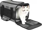 X-ZONE PET Cat Carrier Dog Carrier Pet Carrier for Small Medium Cats Dogs Puppies of 15 Lbs,Airline Approved Soft Sided Pet Travel Carrier,Dog Carriers for Small Dogs - Black Grey Purple Blue Brown (Medium, Grey)