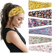 Huachi Headband Women Workout Yoga Exercise Headbands Sweat Wicking Non Slip Elastic Hair Bands Summer Hair Accessories