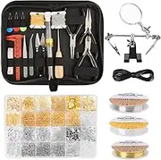 Giwaelro Jewelry Making Kit for Adults, Jewelry Making Supplies with Tools, Wires, Findings, Chains, Magnifier and Storage Bag