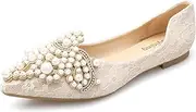 [LIYUHANJIALU] Pearl Decoration Women's Flat Bottom Pointed Open Back Flat Bottom Slip on Women's Flat Shoes