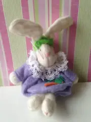 Little cute cloth fabric white Bunny Rabbit Easter Decorations Stuffed Plush 6"