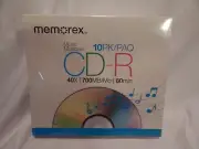 New! Memorex Music CD-R Recordable Blank CDs 40X 700 MB 80 min 10 Pack, Sealed