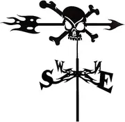 Weather Vane Skull Shape Weathercock Stainless Steel Spray Paint Weathervane Measuring Tools Weathercock Durable for Garden Patio Yard Ornament Decoration