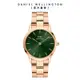 Daniel Wellington DW 手錶 Iconic Link Emerald 36mm森林綠精鋼錶 玫瑰金 DW00100419
