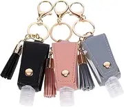 BATHVEVE 3Pcs Portable Travel Bottle Key Chain Holder Empty Container for Hand Lotion Shampoo and Perfume Stylish Tassel Design