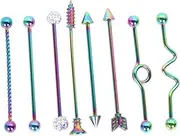 [GLSTOY] Barbell Ear Jewelry Barbell Earrings Steel Screw on Earrings Pierced Earring Backs Ear Studs Industrial Piercing Jewelry Screw Earrings Arrows Screw Earring Silver