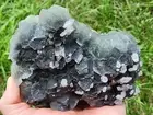 RARE,SUPERB,SATINY LUSTER,GREEN FLUORITE CRYSTALS,CALCITE,CHINA