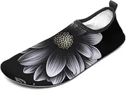 [BTCOWZRV] Water Shoes for Women Men Black with Flower Water Sports Shoes Slip-on Breathable Lightweight Athletic Aqua Sock
