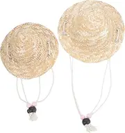 Abaodam 2Pcs Mini Woven Doll Hats Straw Hats for DIY Craft Accessories for Dolls for Home Decor and Creative Projects