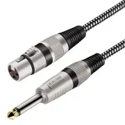 XLR Female to 1/4 Inch TS Cable 10 FT Nylong Braided XLR 3 Pin Female to 6.35...
