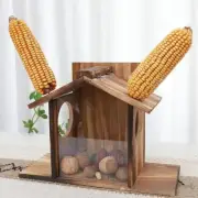 Wooden Hamster Feeder Wooden Chipmunk Feeder Funny for Corn Peanut Feeding