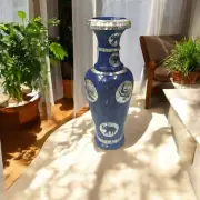 21" Elegant Lapis Stone Flower Vase Unique Handmade Home & Balcony Deco Interior