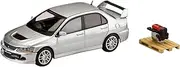 HJ64 1/64 Mitsubishi Lancer Evolution 9 with GSR Engine Display Model Cool Silver Metallic Finished Product