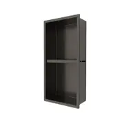 Bathroom 304 Stainless Steel Shower Niche Recessed Storage Shelf Wall Organizer,No Tile Needed-Double Tier Dark Grey