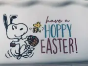 Peanuts~”SNOOPY HAVE A HOPPY EASTER”Mini Ceramic 6”X 3”X 4” Loaf Pan~New~FAST SH