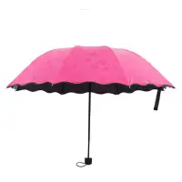 在飛比找蝦皮商城優惠-黑膠遇水開花雨傘 8骨抗強風摺疊傘 波浪邊遮陽傘 三摺傘 公